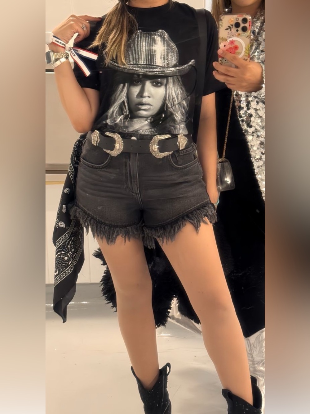 All Saints Black Frayed Hem Denim Shorts